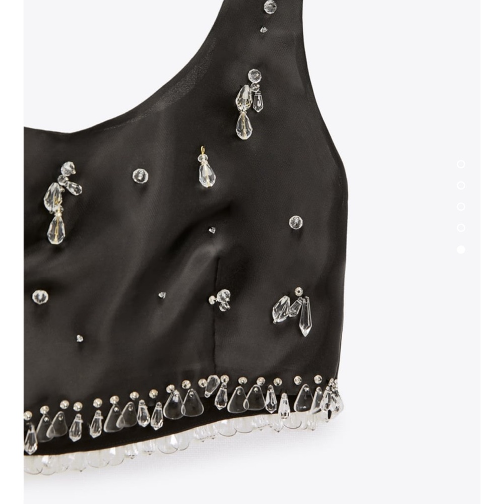 ZARA 2PIECES LIMITED EDITION JEWEL TRIM SATIN EFFECT SKIRT AND TOP - Picture 3 of 11